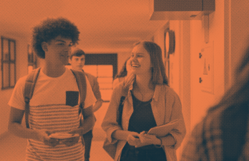 Students in a school hallway